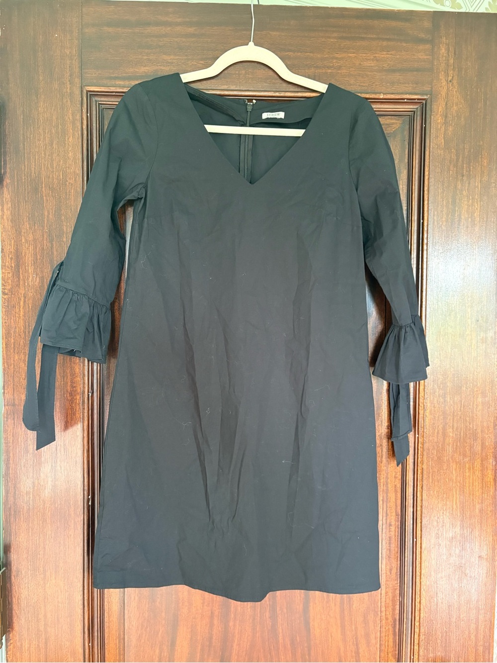 J. Crew Black V-Neck Tie-Sleeve Mini Dress